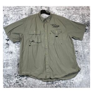 Ducks Unlimited Fishing Shirt Mens 2XL Green‎  Short Sleeve Cotton